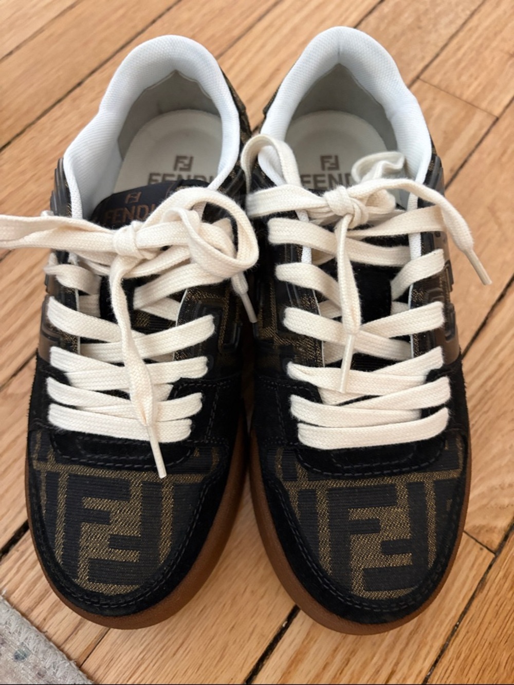 Fendi Brown and Black Monogram Low-Top Sneakers - WORN ONCE